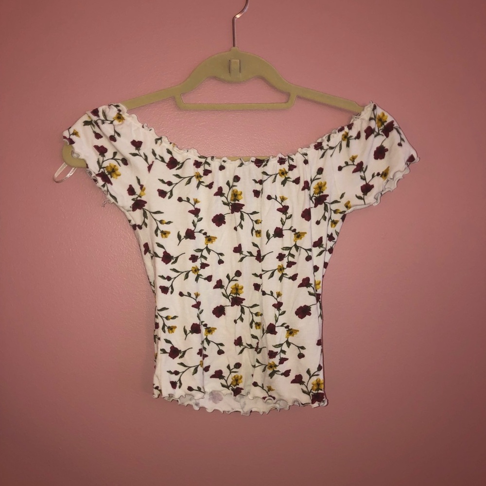 White flowered crop top